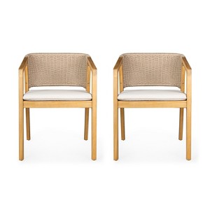 Christopher Knight Home Ernest Outdoor Rustic Rope Weave Upholstered Dining Chairs(Set of 2) - 1 of 4