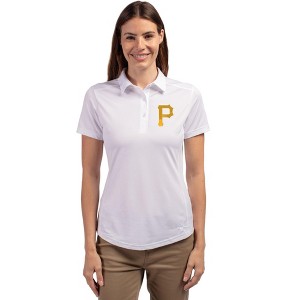 Pittsburgh Pirates Cutter & Buck Prospect Eco Textured Stretch Recycled Womens Short Sleeve Polo - 1 of 1