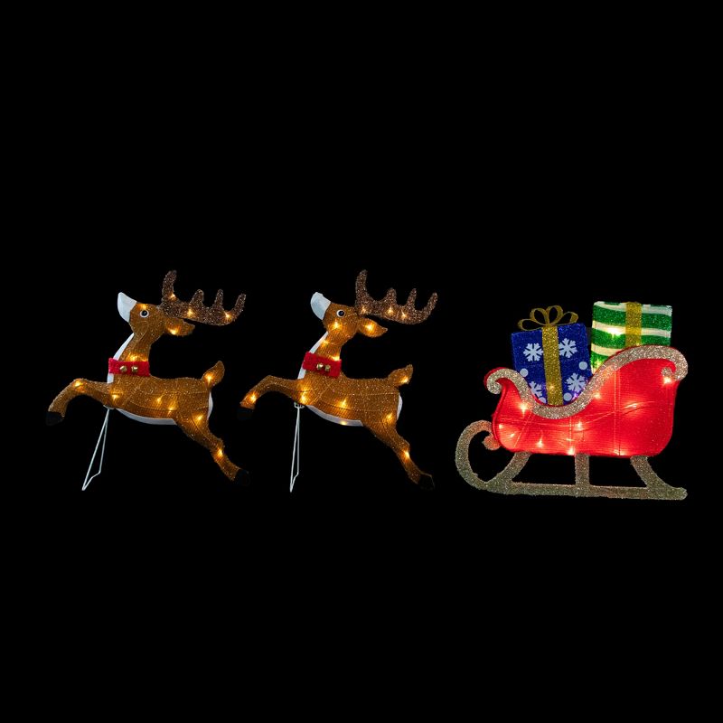 Northlight 59" Lighted Reindeer with Sleigh Christmas Decoration, 3 of 8