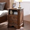 SinCiDo Nightstand with Charging Station & 2 Drawers, Farmhouse End Table, Wood Side Table for Bedroom, Living Room - 2 of 4