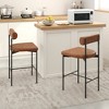 Costway 26" Upholstered Bar Stools Set of 2 with Padded Cushion & Backrest Footrest Brown/Gray - 2 of 4