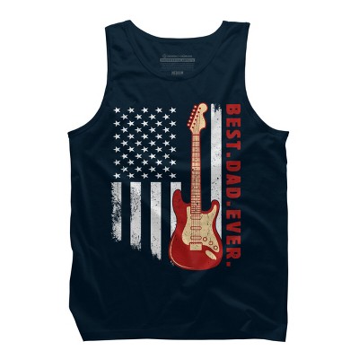 Men's Design By Humans Best Dad Ever Guitar and Flag By MINHMINH Tank Top