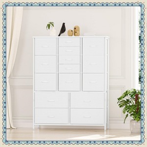 Jojoka 15-Drawer Fabric Dresser with Metal Frame & Wood Top, Tall Storage Organizer for Bedroom, Closet, Entryway, Living Room - 1 of 4