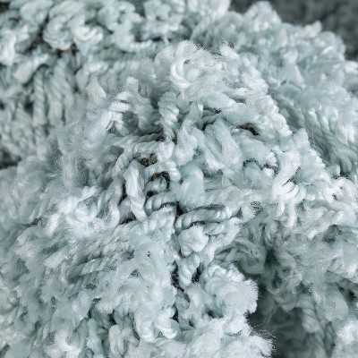 Seafoam Green Rectangular Shag Synthetic Area Rug 5' x 7'