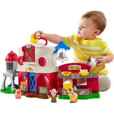 Fisher-Price Little People Caring for Animals Farm Interactive Playset with Smart Stages Learning : Little People