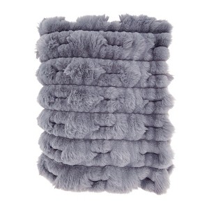 Saro Lifestyle Furry Haven Faux Rabbit Fur Throw, 50"x60", Gray - 1 of 3