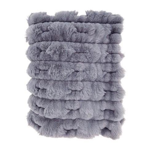 Saro Lifestyle Furry Haven Faux Rabbit Fur Throw, 50"x60", Gray - image 1 of 3