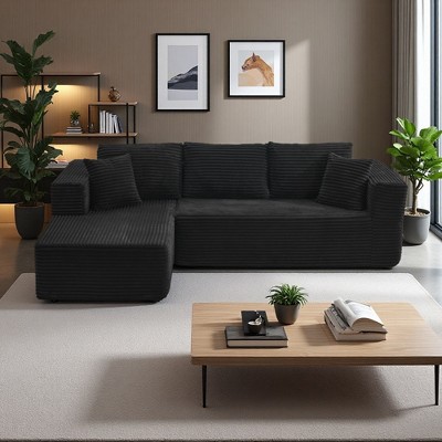 106" Corduroy L-Shaped Cloud Modular Sectional Sofa Left Chaise