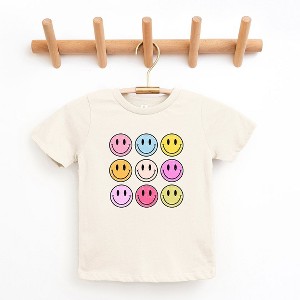 The Juniper Shop Colorful Smiley Face Distressed Toddler Short Sleeve Tee - 1 of 2