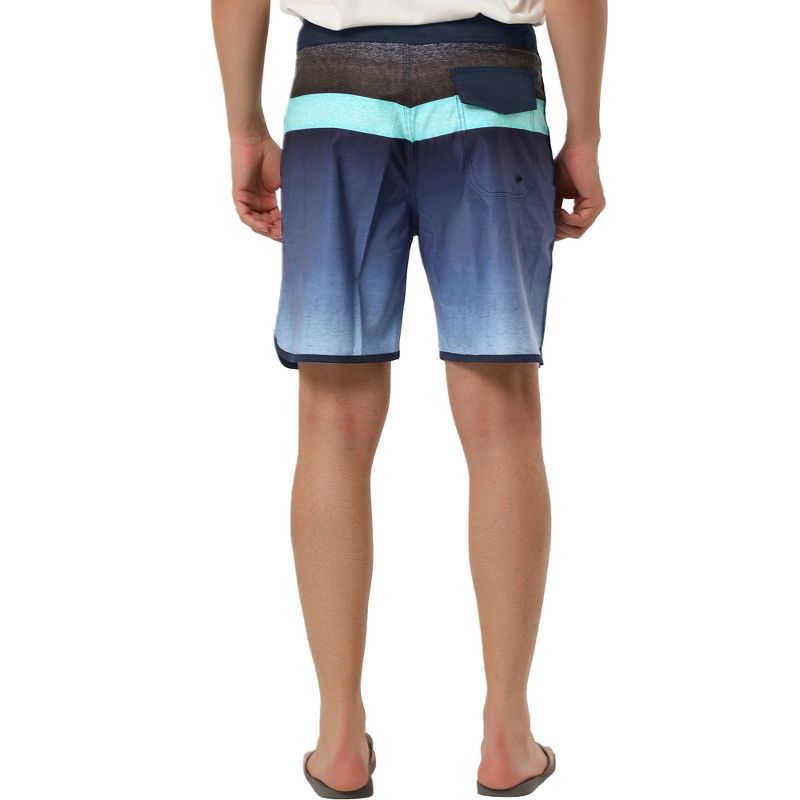 TATT 21 Men's Summer Casual Color Block Gradient Printed Swim Board Shorts, 3 of 7