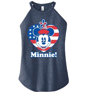 Women's - Disney - Minnie Flag Heart Graphic High Neck Tank - 1 of 3