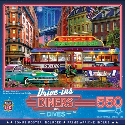 MasterPieces - Drive-Ins, Diners and Dives - Rickey's Diner Car 550 Piece Puzzle