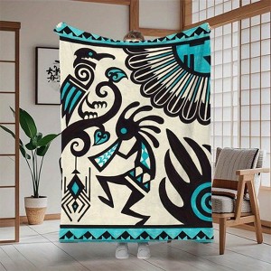 Vintage Kokopelli Pattern Flannel Throw Blanket, Perfect Gift, Artistic Throw Blanket, Kokopelli Blanket, Christmas Gift. - 1 of 4