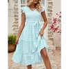 Clearlove Women's Summer Casual Dresses Cap Ruffle Sleeve V Neck Button Belted Boho Maxi Dress - 2 of 4