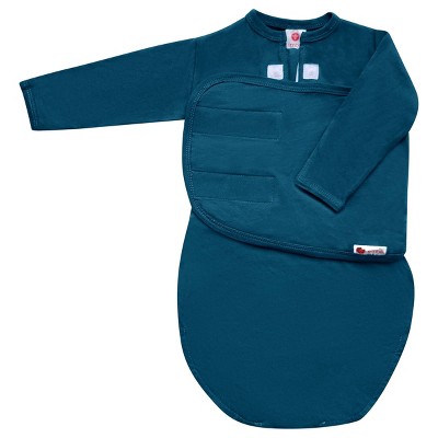 Image of embé Starter Long Sleeve Swaddle Wrap with Fold Over Mitts - Spruce Blue