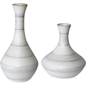 Uttermost Potter Striped Ivory Blue Ceramic Vases Set of 2 - 1 of 1