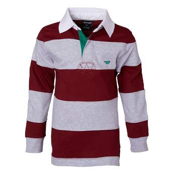 Sportoli Boys Cotton Striped Long Sleeve Polo Rugby Shirt