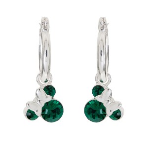 Disney Minnie Mouse Silver Plated Hoop Latch Back Birthstone Earrings - 1 of 4