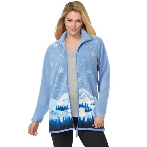 Woman Within Zip-Front Microfleece Jacket - 1 of 4