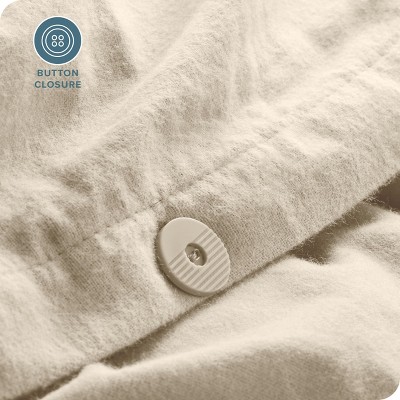 Gray Full/Queen Cotton Flannel Duvet Cover Set