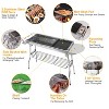 LakeForest "Portable Foldable Charcoal BBQ Grill – Stainless Steel for Picnics, Camping, and Backyard Cooking" Silver - 4 of 4