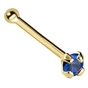 Jewelry Avalanche 22G 14K Gold Ball-end Nose Stud with Blue Sapphire Gemstone - 1 of 2