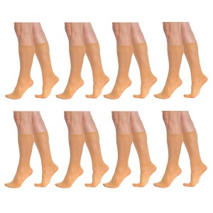 8 Pairs Sheer Knee High Socks for Women 15 Denier with Stay-Up Band One Size - 1 of 1