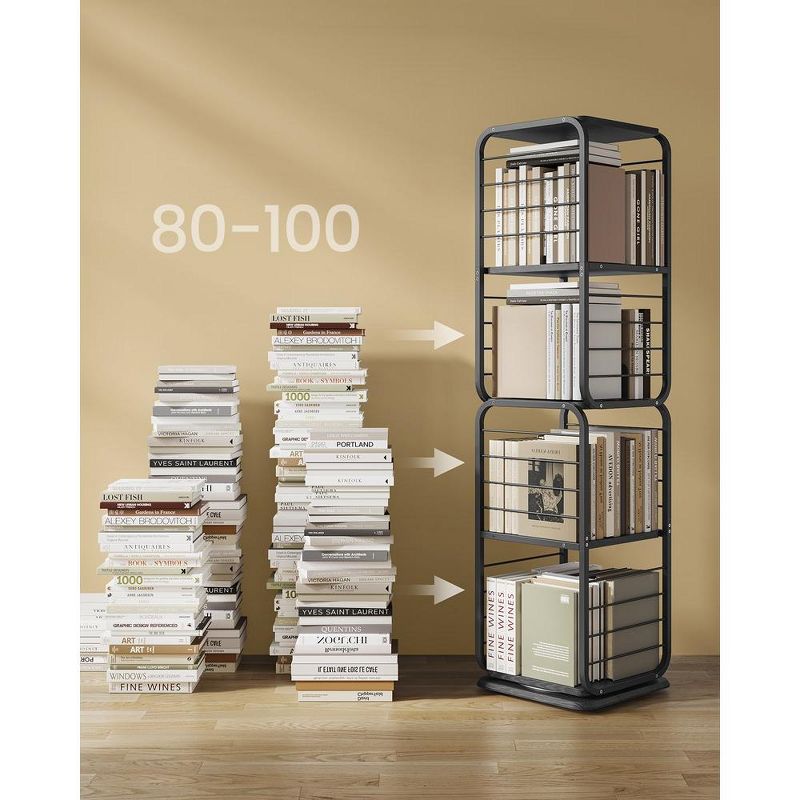 VASAGLE 4-Tier Rotating Bookshelf, Bookcase with Bookends for Small Spaces, Corner Shelf, Steel Frame, 5 of 11