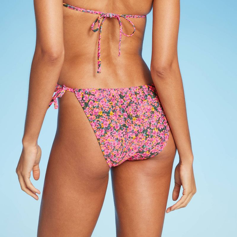 Women's Side-Tie Cheeky Bikini Bottom - Wild Fable™ Pink Floral Print, 5 of 14