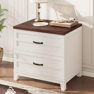 2-Drawer Lateral File Cabinet: Farmhouse Wooden Deeper Drawers Holds Legal Letter A4 Thick Top Sturdy Frame White Retro for Home Office - 1 of 4