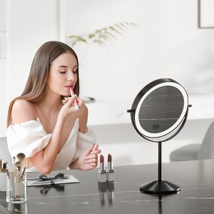Makeup Mirror, Vanity Mirror with Lights 3 Color Settings Adjustable Brightness, 1/10X Magnifying, 360° Rotating Magnification Mirror for Desk Beauty - 1 of 4