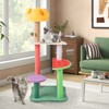 Tangkula 45" Tall Cat Tree w/ Plush Padded Top Perch Fruit-Shaped Platforms Dangling Balls - 3 of 4