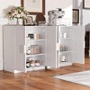 36 in. Tall Wood Grain Storage Cabinet in White, Storage Organizer with 2 Rattan Weave Doors for Bedroom Living/Dinning Room - 3 of 4