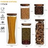 5-Piece Glass Canisters with Wooden Lids for Tea, Sugar, Coffee, Candy & Spices - 2 of 4