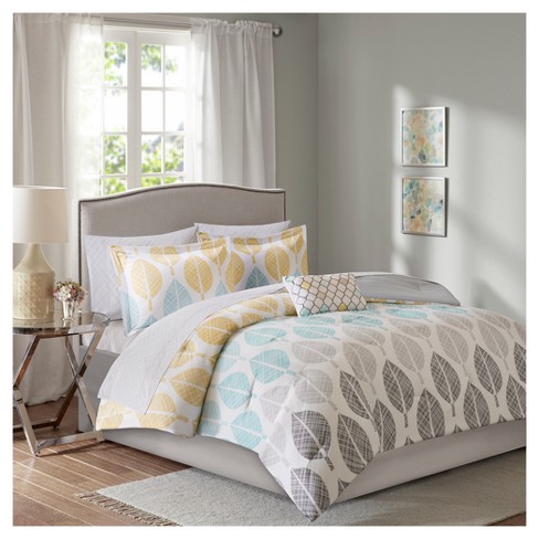 Yellow & Aqua Prospect Park Complete Comforter Set (Twin)