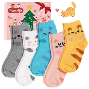 URECOVERS 5 Pairs Socks for Women Cat Lovers Stocking Stuffers Christmas Birthday Gifts - 1 of 4