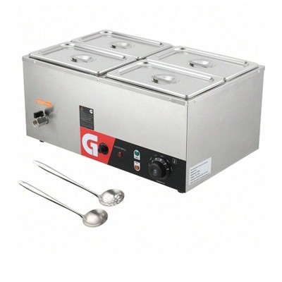 Coucheta 20QT Electric Food Warmer - Commercial Stainless Steel Steam Table with Adjustable Temp (86-185°F), Includes Lid & Serving Ladles