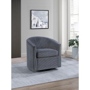 CAVINAS Upholstered Swivel Chair,Soft Corduroy Compact Accent Chair with U-Shaped Backrest,Lounge Chair for Living Room,Bedroom,Small Spaces - 1 of 4