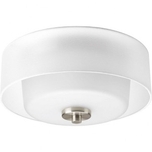 Progress Lighting Invite Collection, 2-Light Flush Mount, Brushed Nickel, Sheer Mylar Shade - 1 of 2