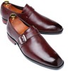Santimon Mens Dress Shoes Slip On Leather Monk Straps Classic Vintage Loafers Burgundy - 3 of 4