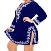 LA LEELA women's Vacation Casual Swim Holiday Beachwear Summer Short Beach Dress Holiday Swimsuit Cover ups Medium-Large Blue, Solid - 3 of 4