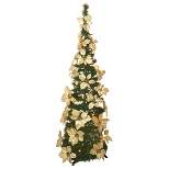Collections Etc White Pull Up Poinsettia Christmas Tree