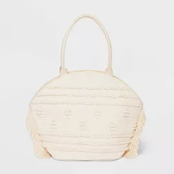Straw Fringe Tote Handbag - Shade & Shore™ Off-White