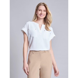 Jones New York Split Neck Cap Sleeve Blouse - 1 of 3