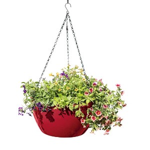 Gardener's Supply Company Viva Self-Watering Hanging Basket With Easy-Fill Water Port | 14 Inch Diameter Includes Hanging Chain & Hook - Red - 1 of 4