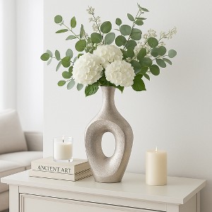 Modern Decorative Ceramic Vase - Accent for Home, Office & Living Room - Stylish Tabletop Centerpiece for Floral Arrangements - 1 of 4