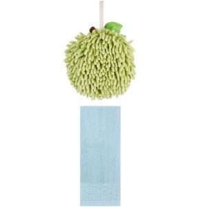 REGALWOVEN Cute Soft Absorbent Hand Towels for Quick Drying 14" x 30"/6" x 6" 2 Pcs - 1 of 4