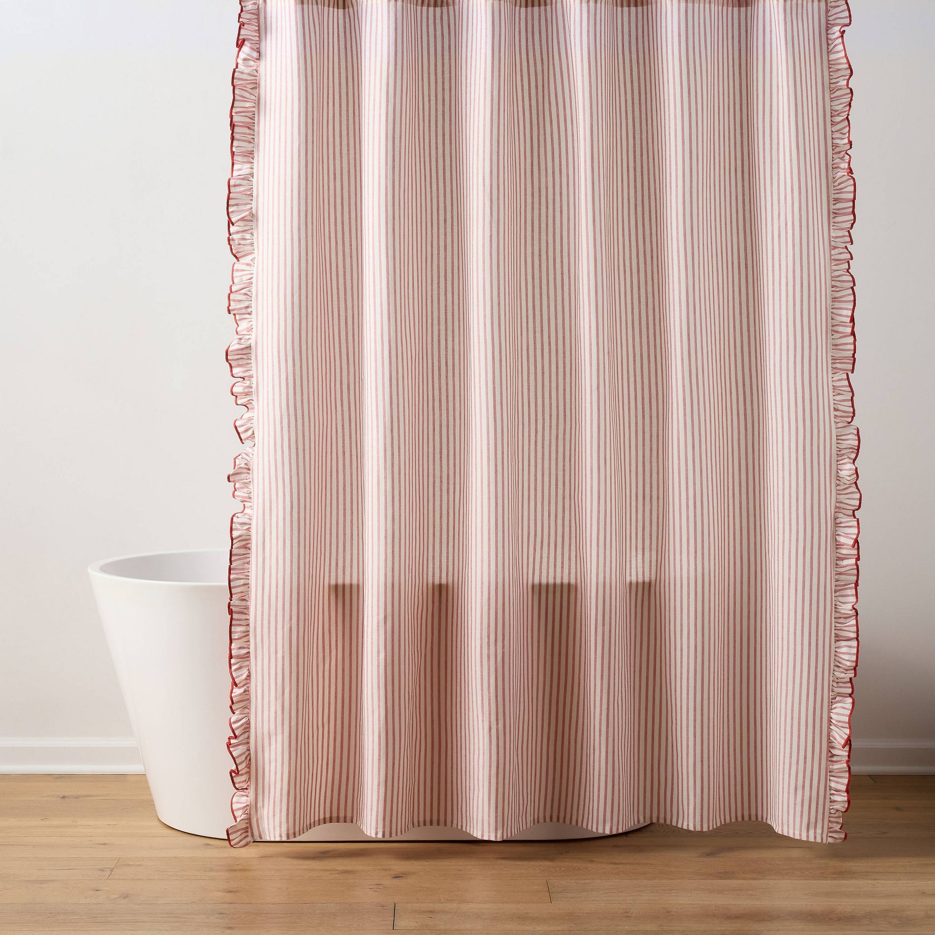 Americana Striped Ruffle Shower Curtain Red - Threshold™