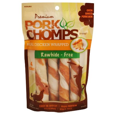 Nutri Chomps Pork Chomps Real Chicken Wrapped Chewy Twists Dog Treats - 5.6oz