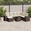 vidaXL 8 Piece Patio Sofa Set with Cushions - Brown and Cream With Table - 2 of 4